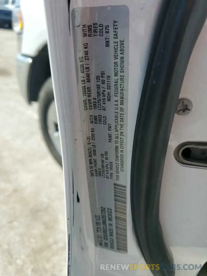 12 fotografías del automóvil dañado 3C6UR5CL0MG557252 RAM 2500 2021