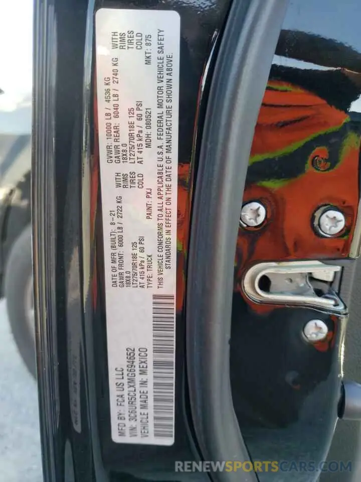 14 fotografías del automóvil dañado 3C6UR5CLXMG694652 RAM 2500 2021