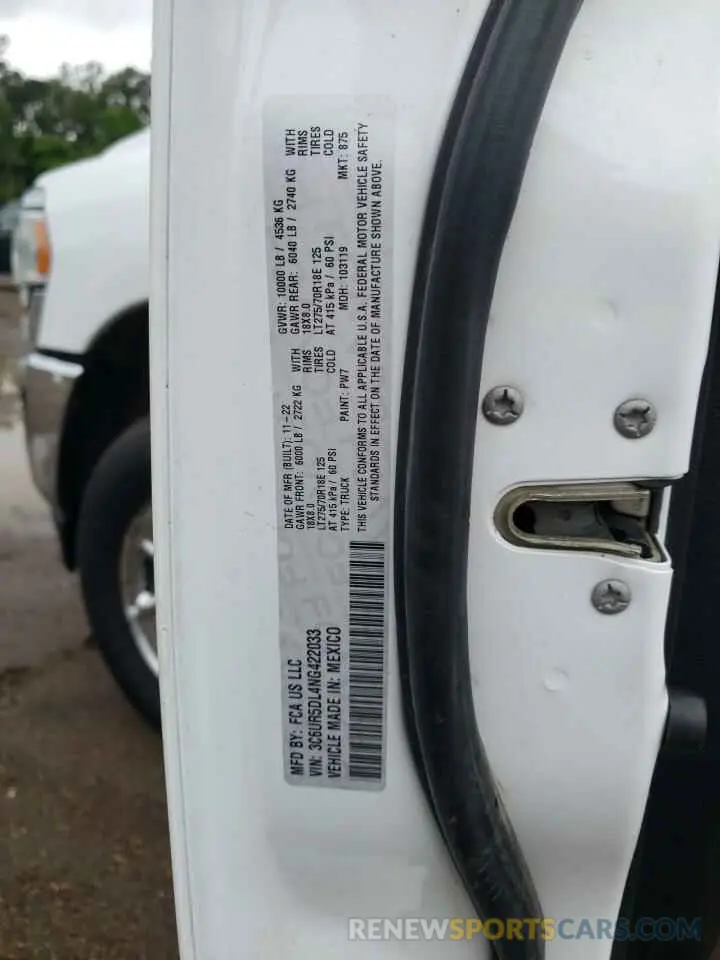 12 fotografías del automóvil dañado 3C6UR5DL4NG422033 RAM 2500 2022