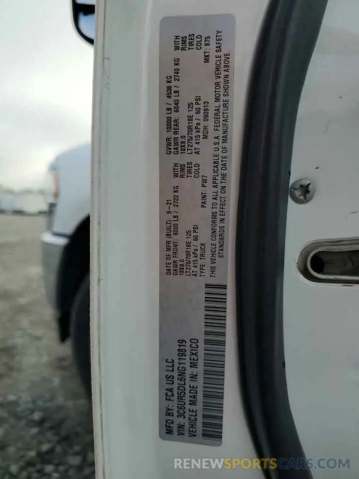 12 fotografías del automóvil dañado 3C6UR5DL6NG119819 RAM 2500 2022
