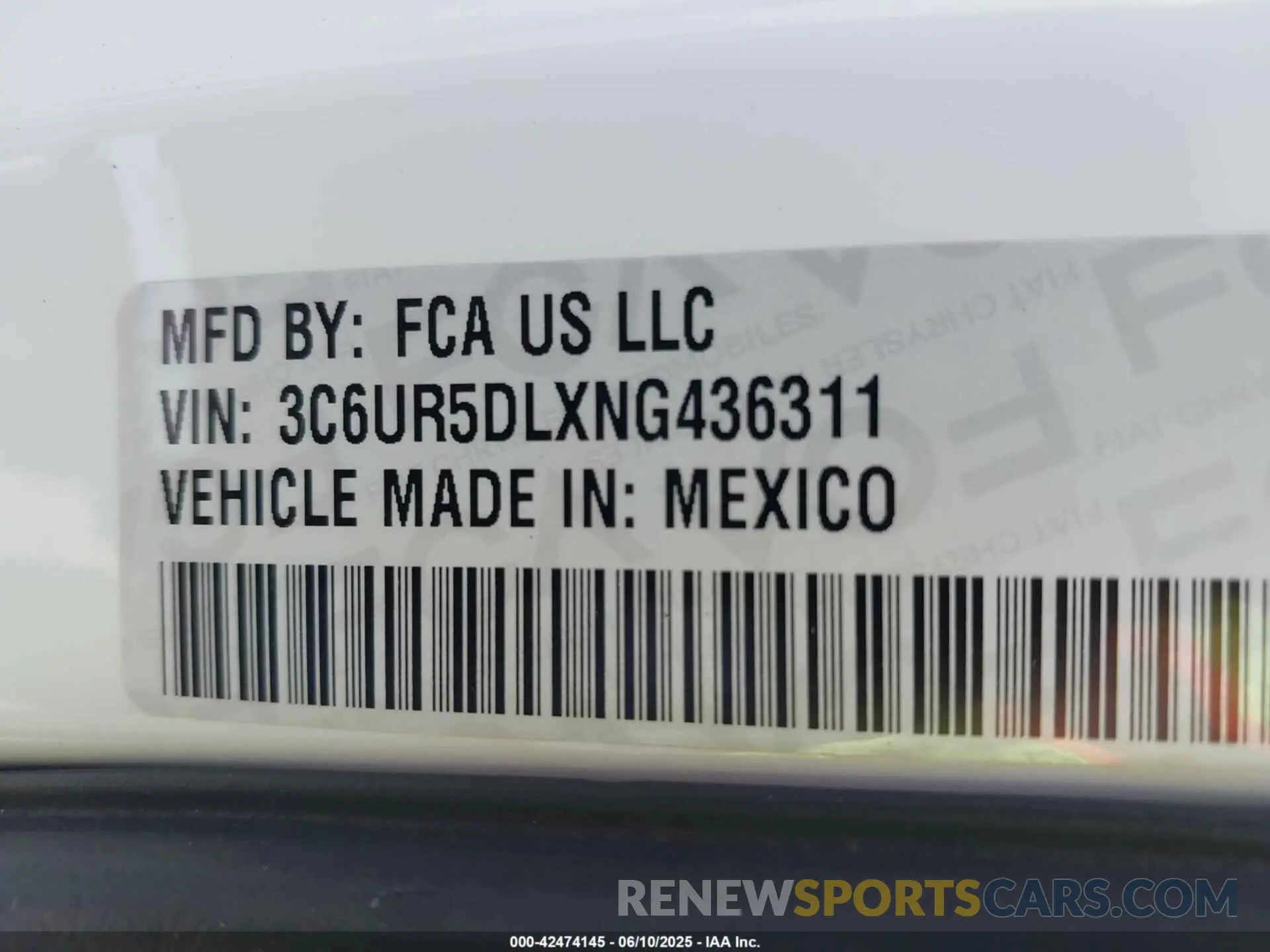 9 fotografías del automóvil dañado 3C6UR5DLXNG436311 RAM 2500 2022