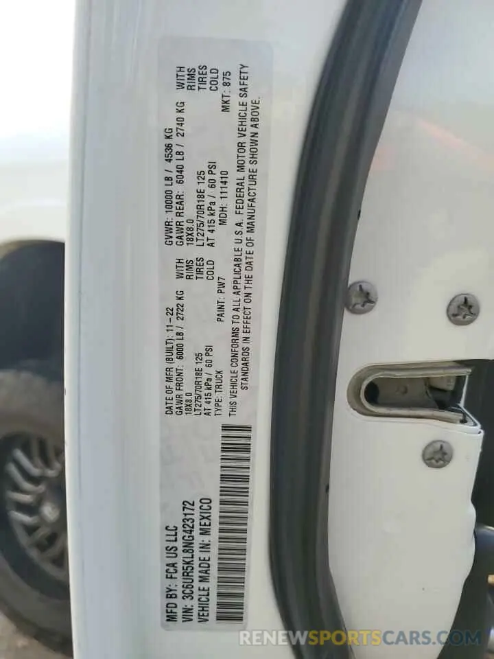13 fotografías del automóvil dañado 3C6UR5KL8NG423172 RAM 2500 2022