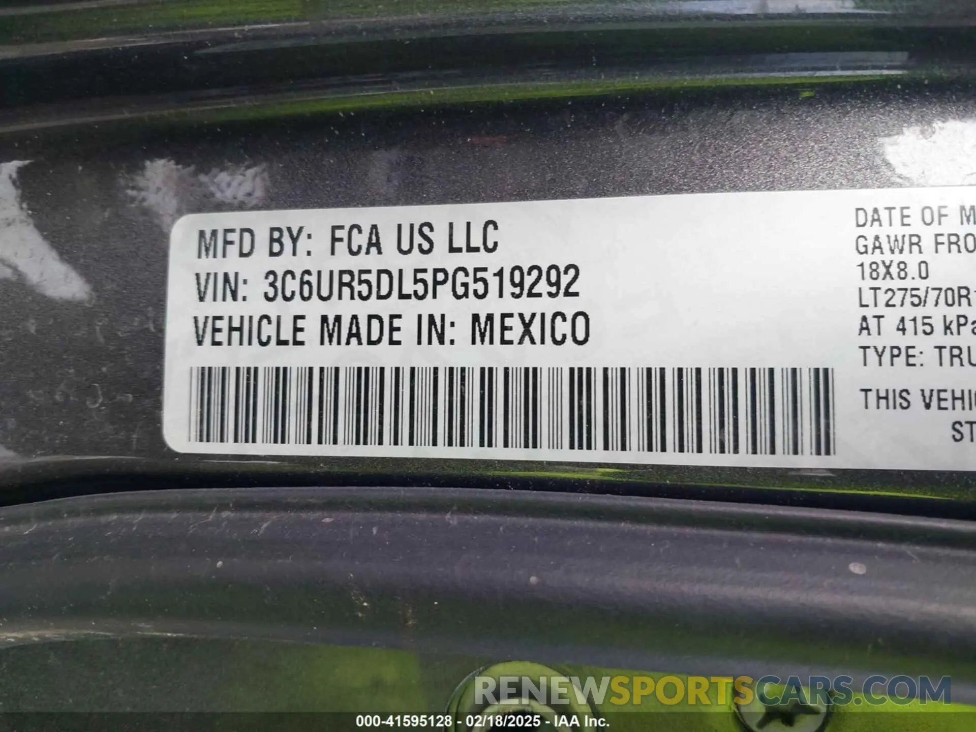 9 fotografías del automóvil dañado 3C6UR5DL5PG519292 RAM 2500 2023