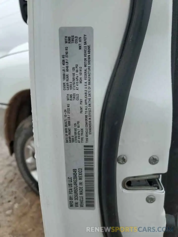 12 fotografías del automóvil dañado 3C6UR5DL4RG384549 RAM 2500 2024