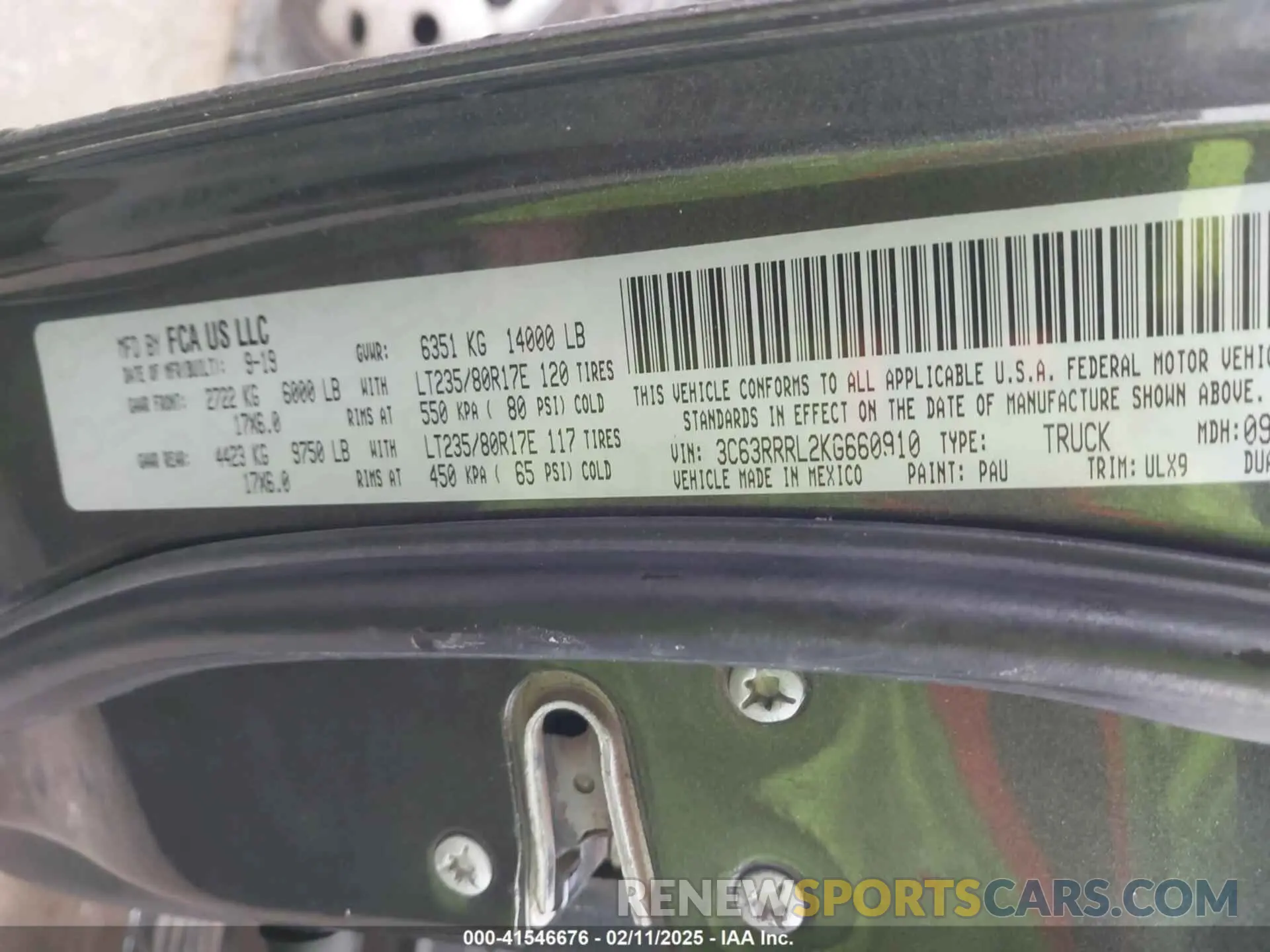 9 fotografías del automóvil dañado 3C63RRRL2KG660910 RAM 3500 2019