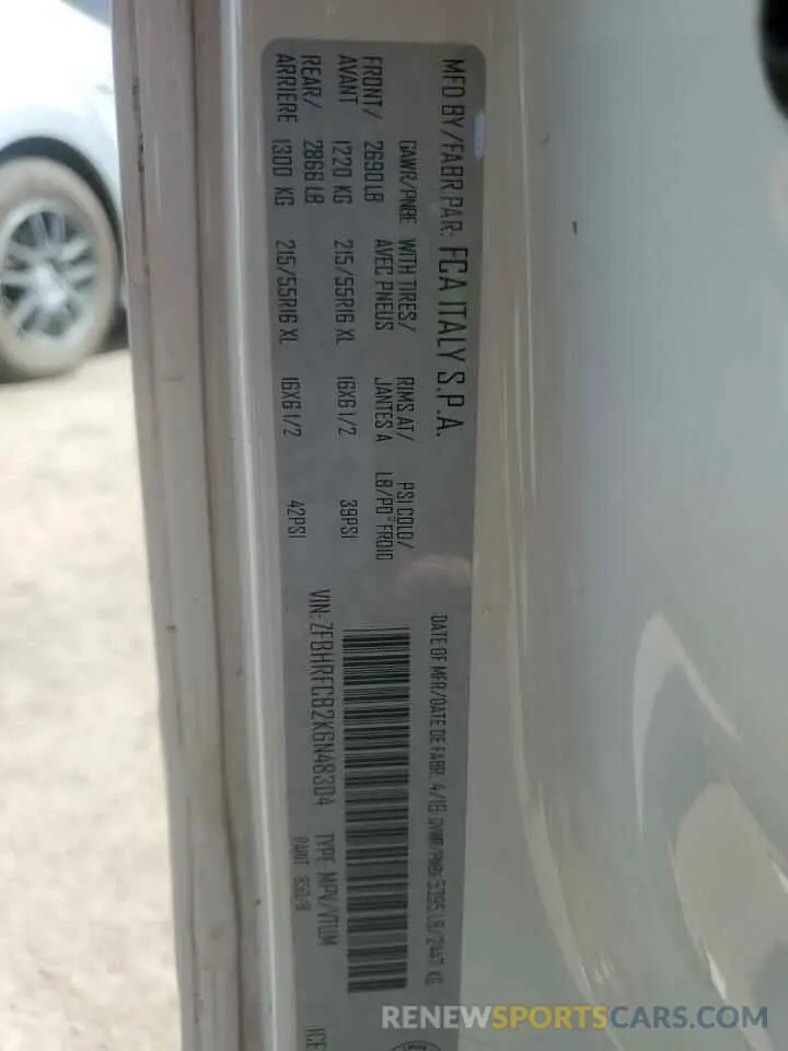 12 fotografías del automóvil dañado ZFBHRFCB2K6N48304 RAM All Models 2019