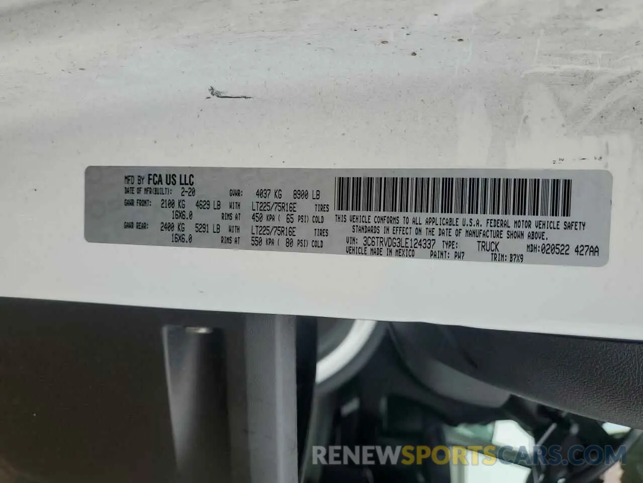 12 fotografías del automóvil dañado 3C6TRVDG3LE124337 RAM All Models 2020