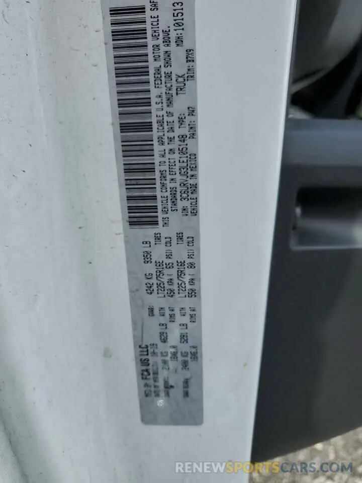 13 fotografías del automóvil dañado 3C6URVJG3LE105148 RAM All Models 2020