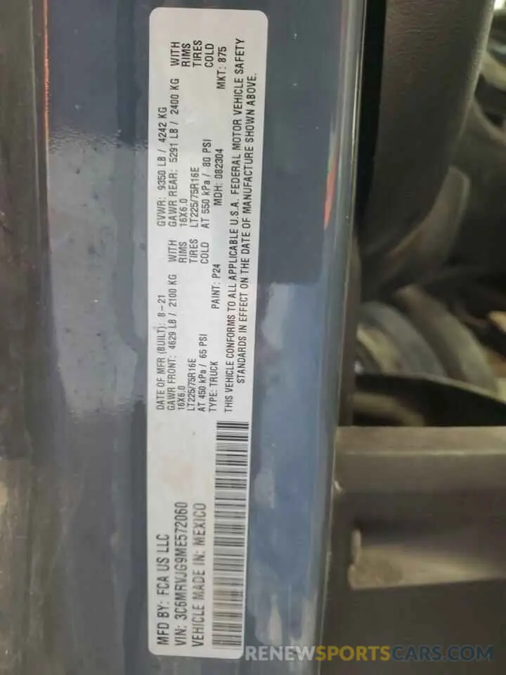 13 fotografías del automóvil dañado 3C6MRVJG9ME572060 RAM All Models 2021