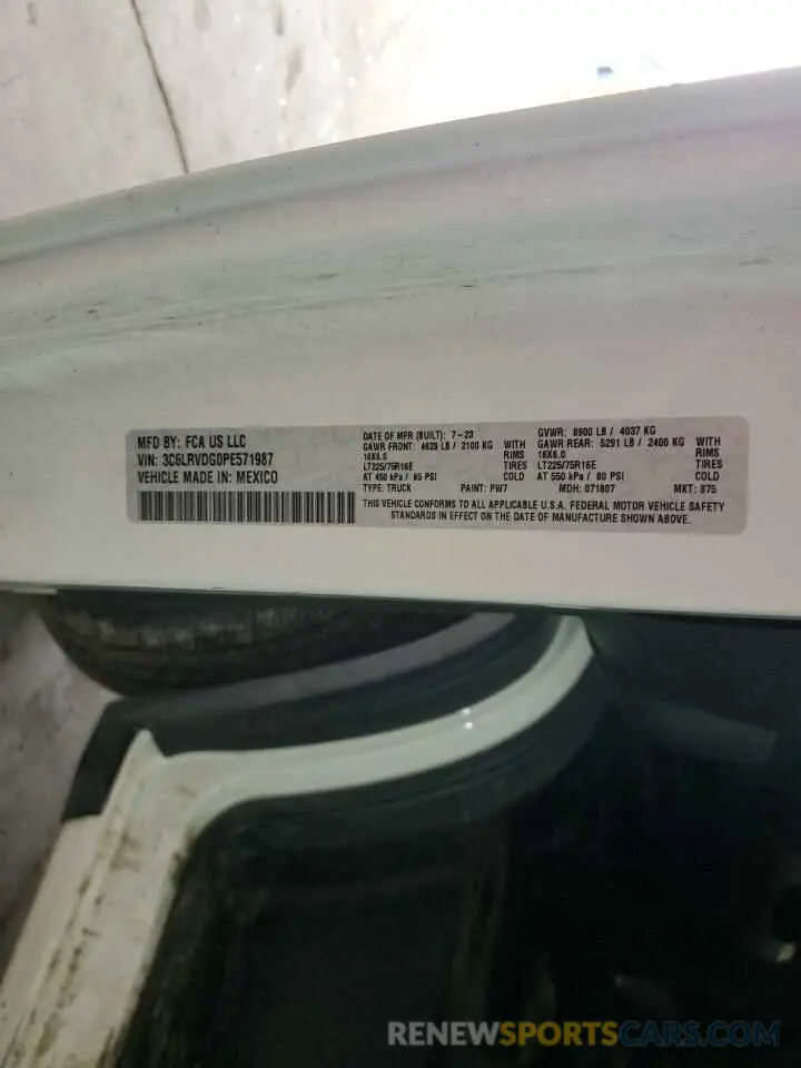 13 fotografías del automóvil dañado 3C6LRVDG0PE571987 RAM All Models 2023