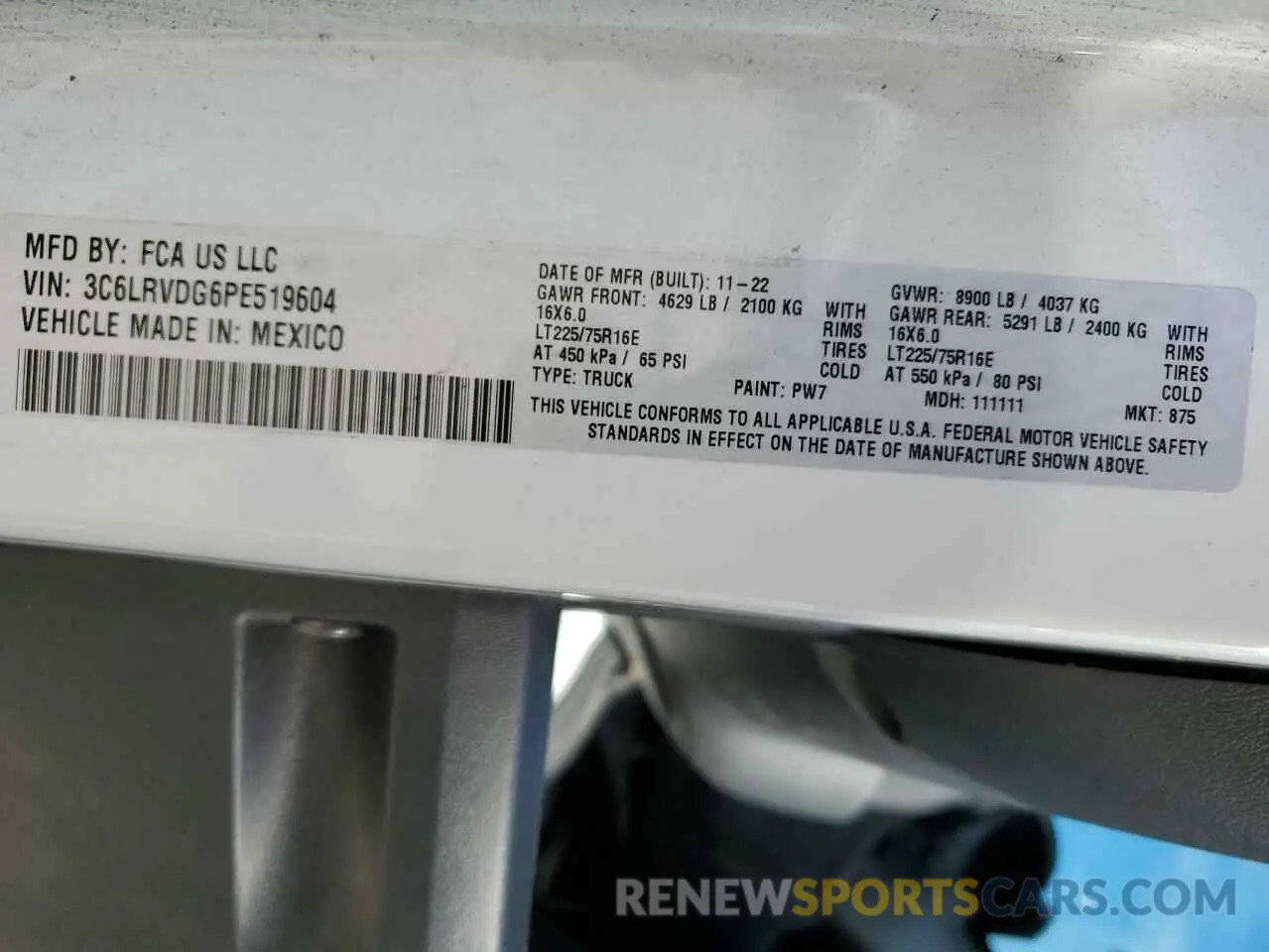 13 fotografías del automóvil dañado 3C6LRVDG6PE519604 RAM All Models 2023