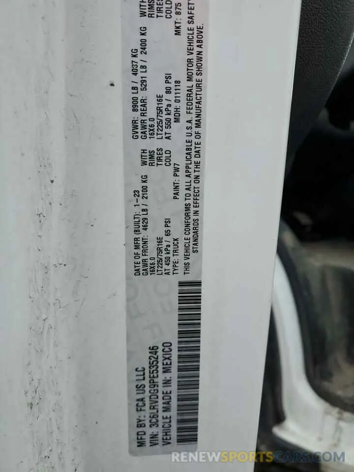 13 fotografías del automóvil dañado 3C6LRVDG9PE535246 RAM All Models 2023