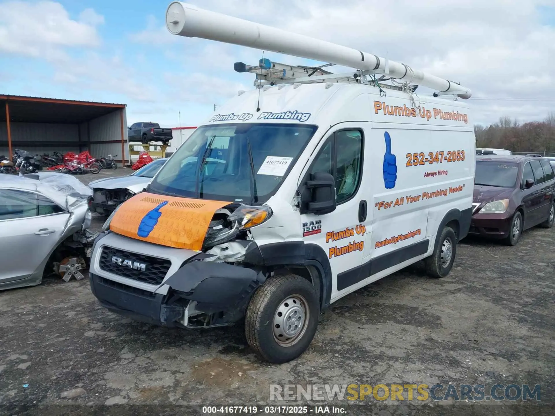 2 fotografías del automóvil dañado 3C6TRVBG3KE532824 RAM PROMASTER 1500 2019