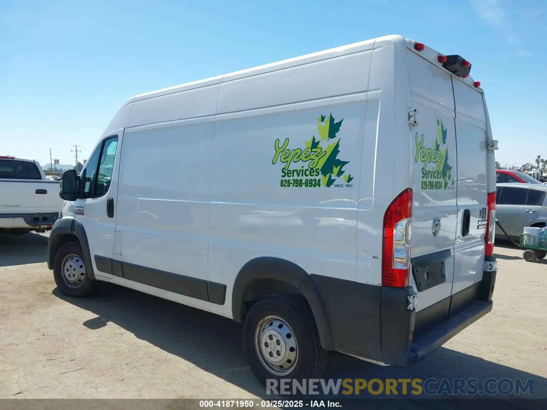 3 fotografías del automóvil dañado 3C6TRVCG9KE517968 RAM PROMASTER 2500 2019