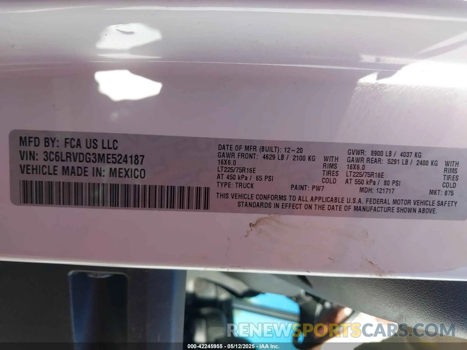 9 fotografías del automóvil dañado 3C6LRVDG3ME524187 RAM PROMASTER 2500 2021