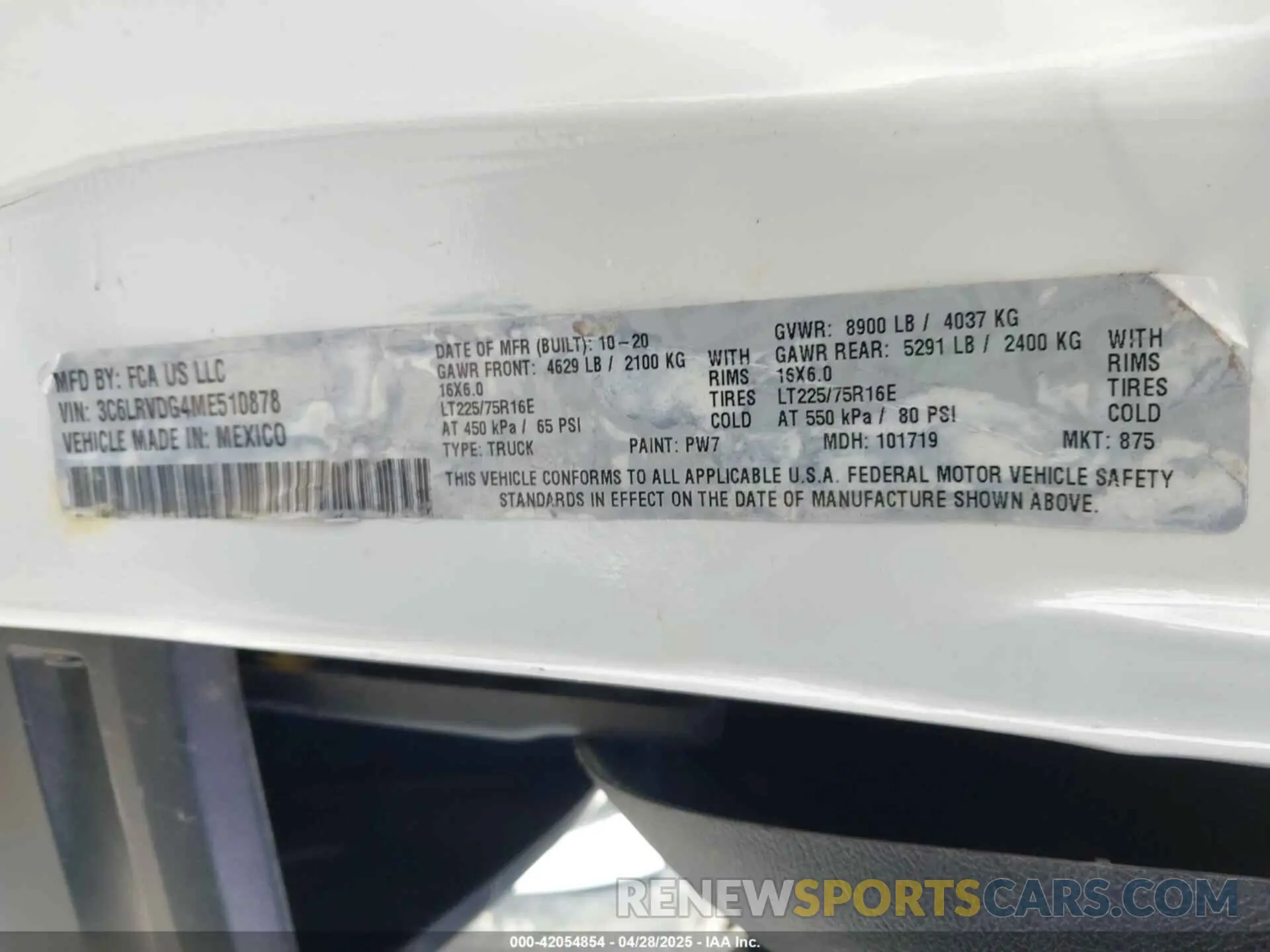 9 fotografías del automóvil dañado 3C6LRVDG4ME510878 RAM PROMASTER 2500 2021