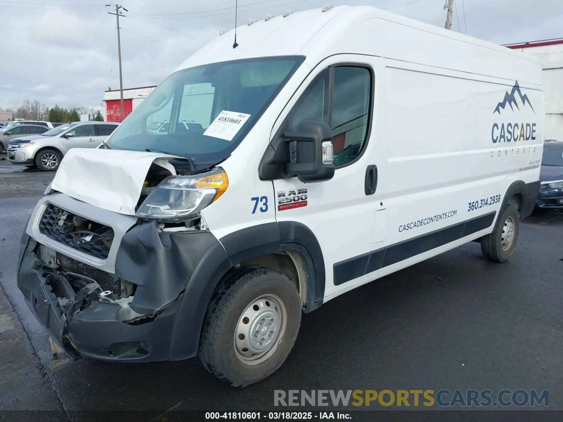 2 fotografías del automóvil dañado 3C6LRVDG8ME513895 RAM PROMASTER 2500 2021
