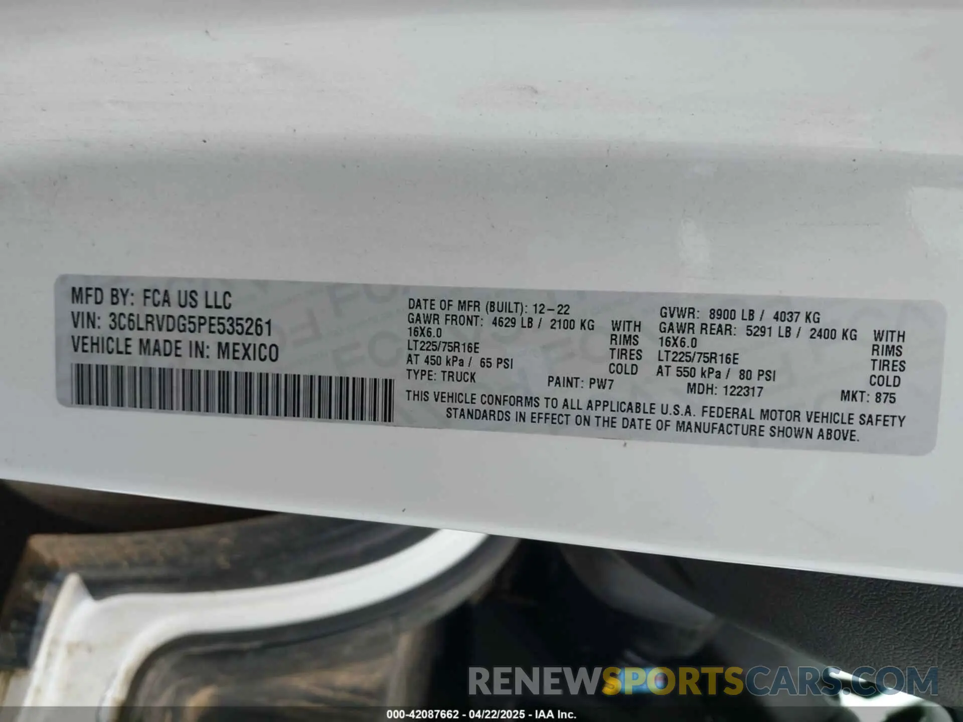 9 fotografías del automóvil dañado 3C6LRVDG5PE535261 RAM PROMASTER 2500 2023