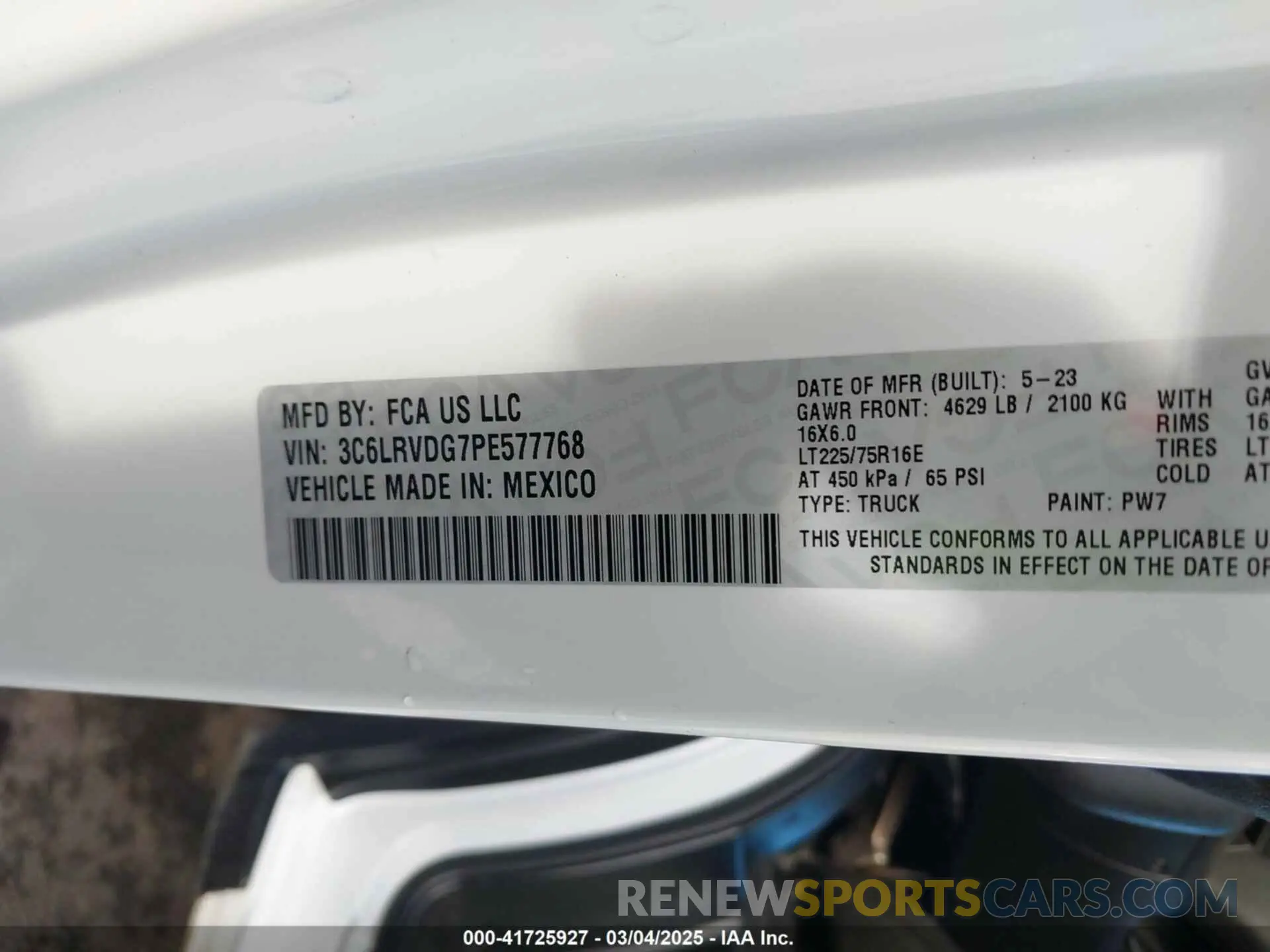 9 fotografías del automóvil dañado 3C6LRVDG7PE577768 RAM PROMASTER 2500 2023