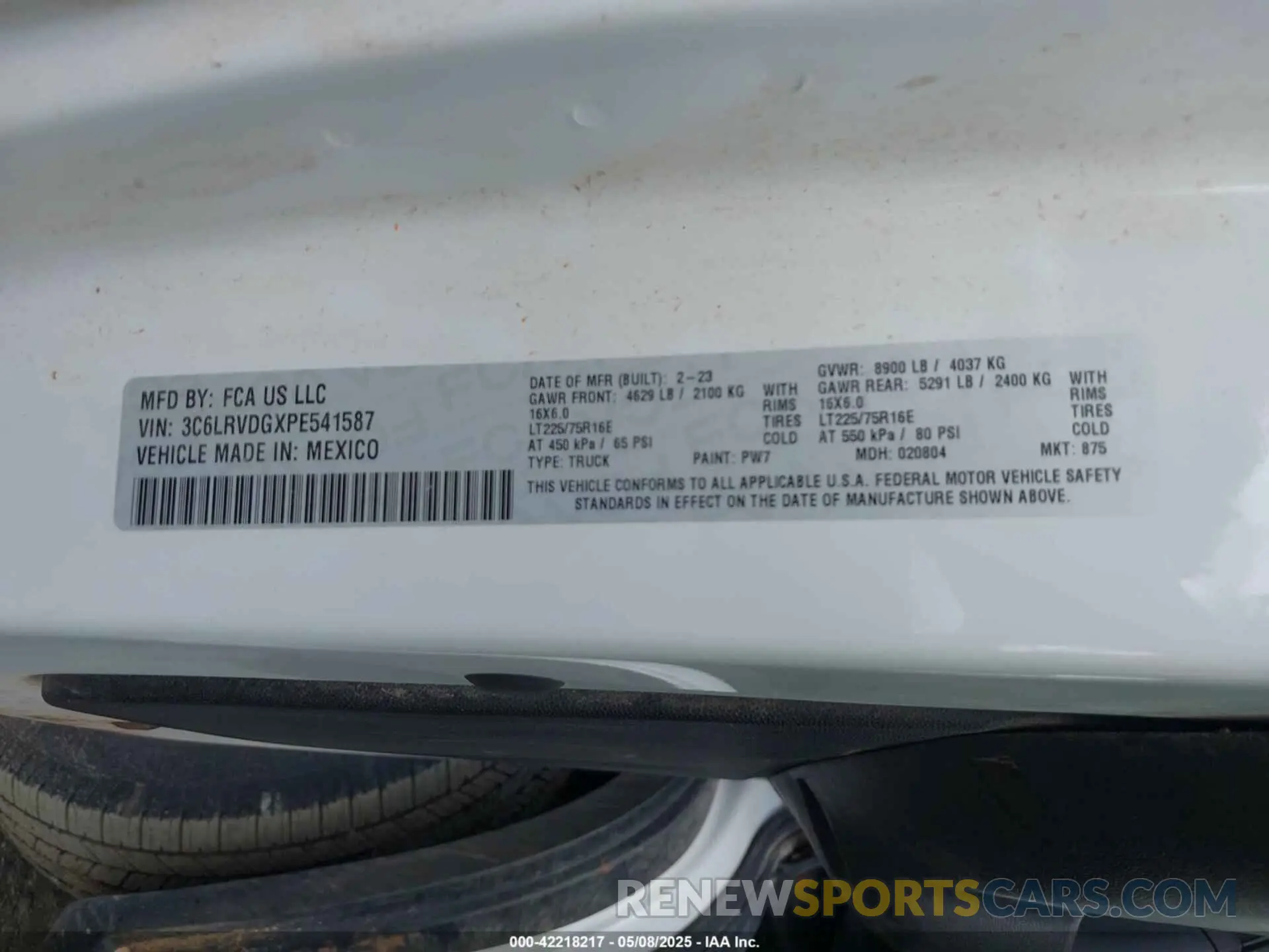 9 fotografías del automóvil dañado 3C6LRVDGXPE541587 RAM PROMASTER 2500 2023