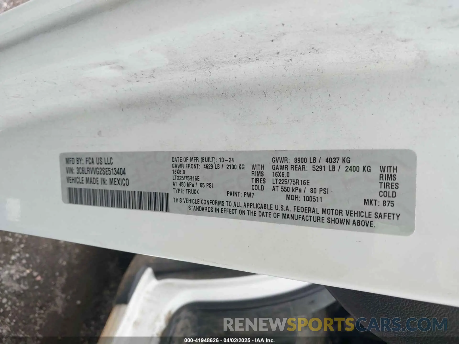 9 fotografías del automóvil dañado 3C6LRVVG2SE513404 RAM PROMASTER 2500 2025