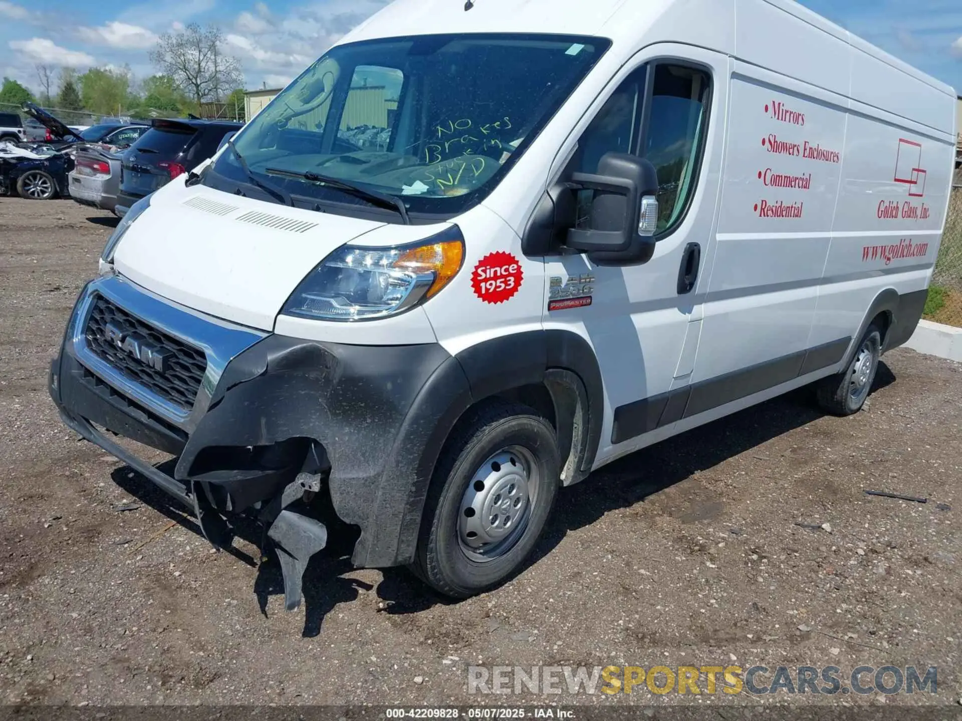2 fotografías del automóvil dañado 3C6MRVJG6ME566765 RAM PROMASTER 3500 2021