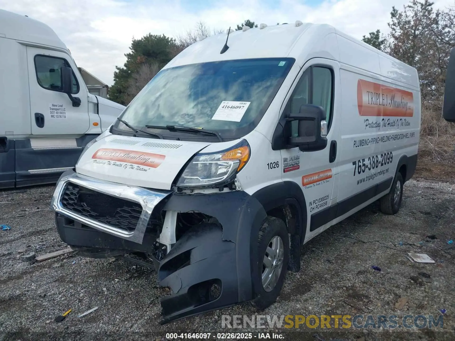 2 fotografías del automóvil dañado 3C6MRVJG9NE121583 RAM PROMASTER 3500 2022