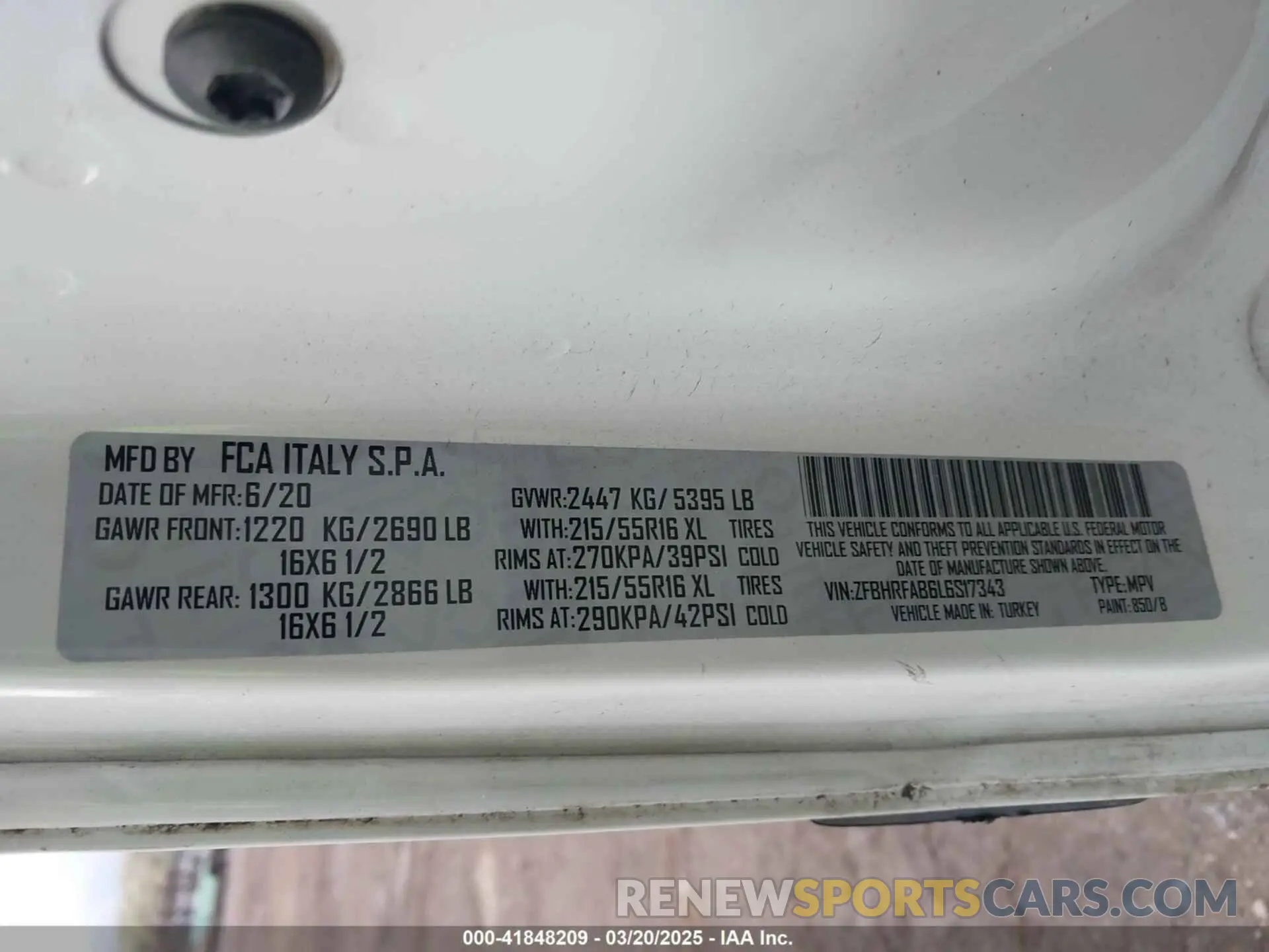 9 fotografías del automóvil dañado ZFBHRFAB6L6S17343 RAM PROMASTER CITY 2020