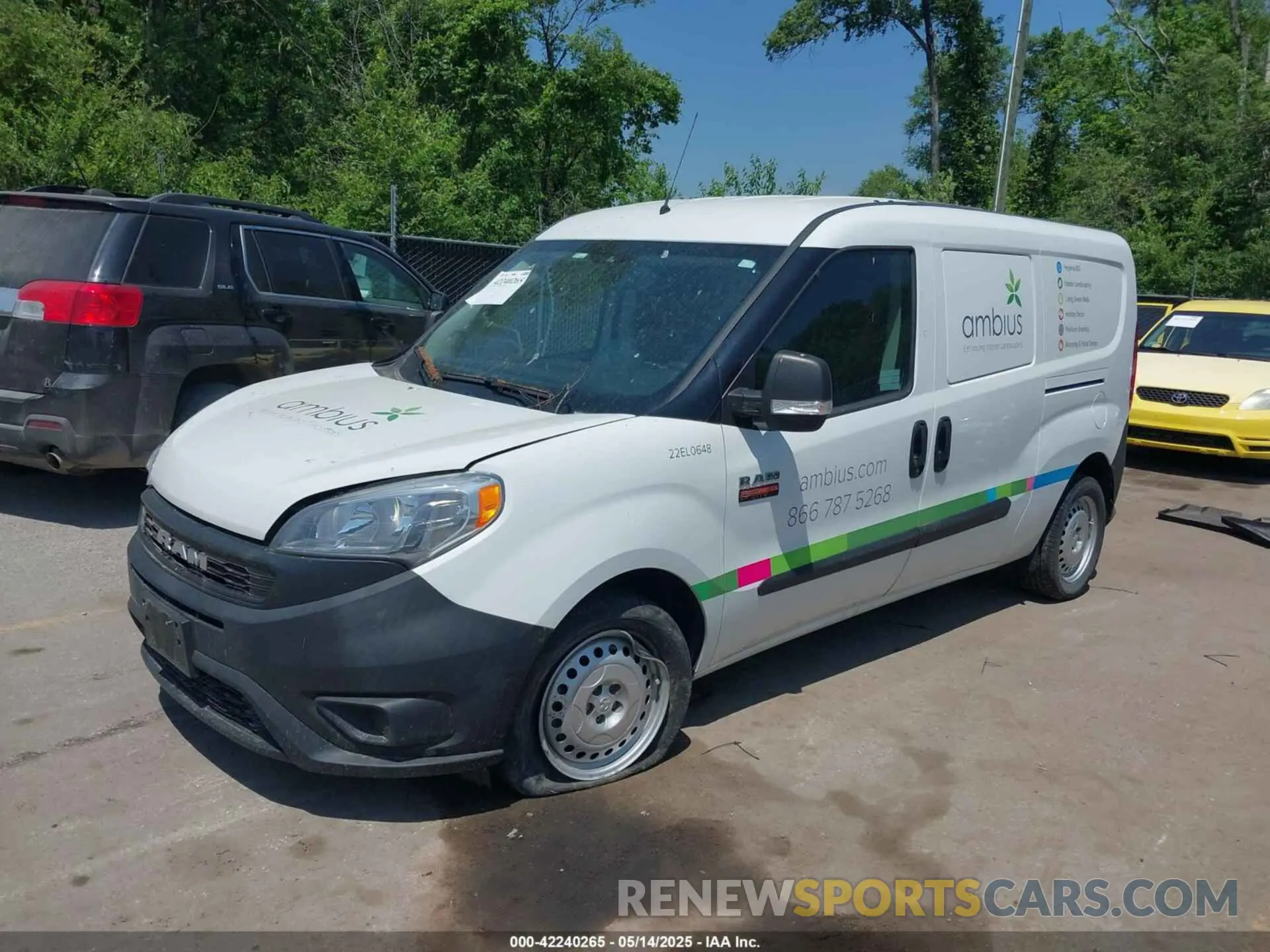 2 fotografías del automóvil dañado ZFBHRFAB0M6S72663 RAM PROMASTER CITY 2021