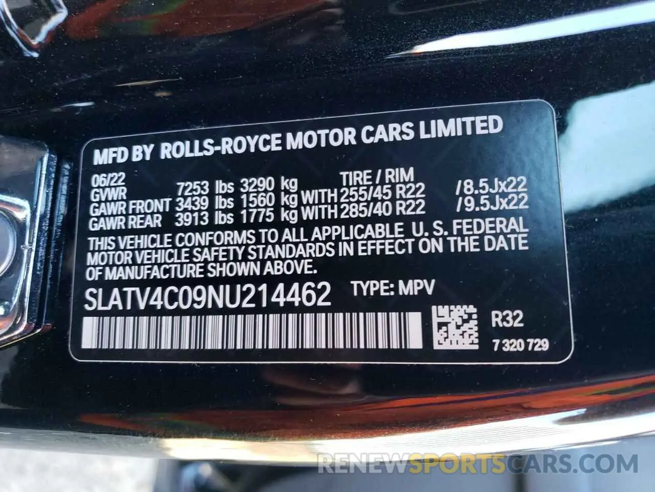 13 fotografías del automóvil dañado SLATV4C09NU214462 ROLLS-ROYCE CULLINAN 2022