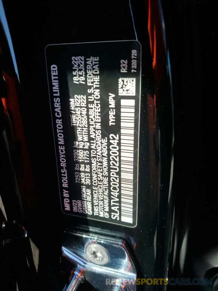 14 fotografías del automóvil dañado SLATV4C02PU220042 ROLLS-ROYCE CULLINAN 2023
