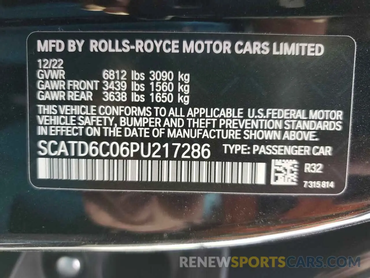 12 fotografías del automóvil dañado SCATD6C06PU217286 ROLLS-ROYCE GHOST 2023