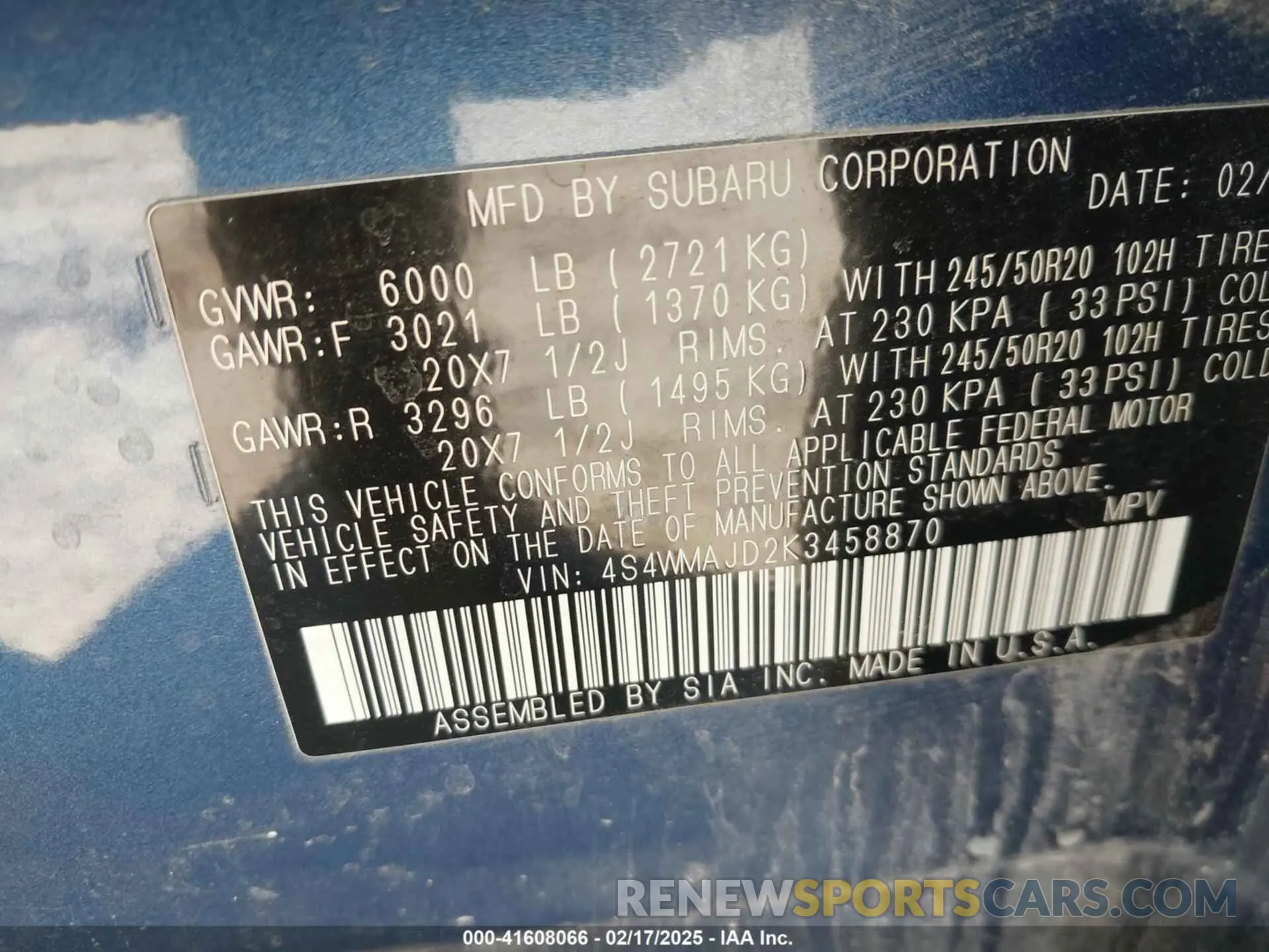 9 fotografías del automóvil dañado 4S4WMAJD2K3458870 SUBARU ASCENT 2019