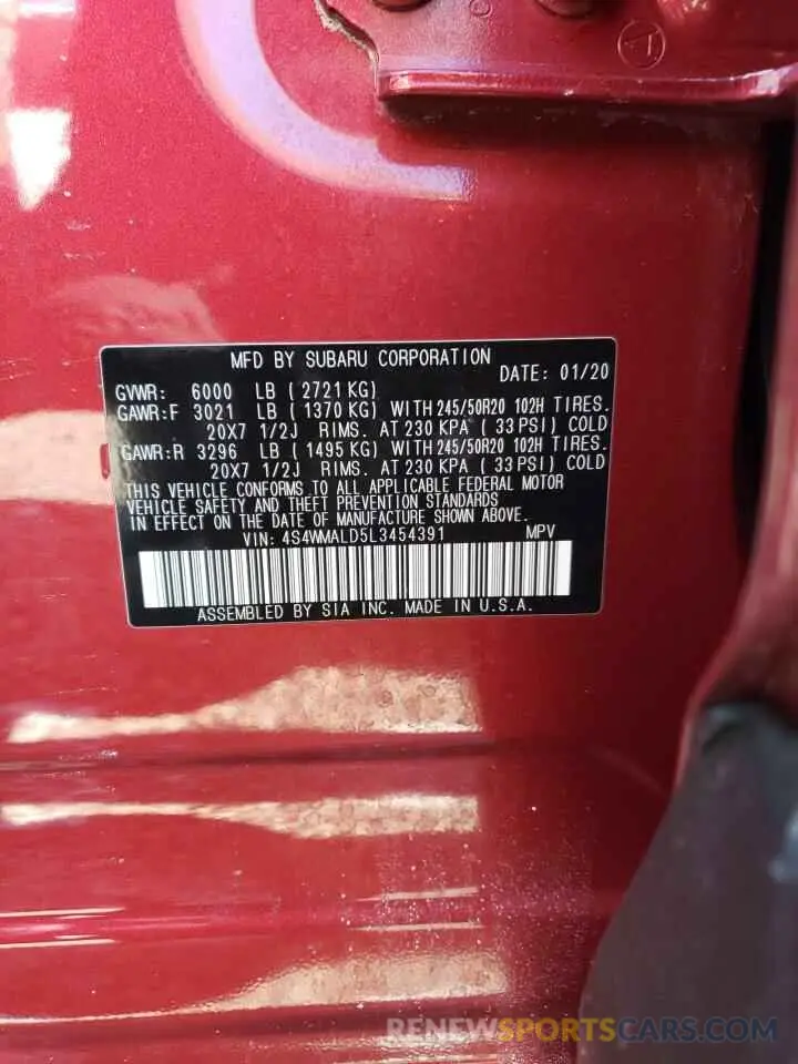 14 fotografías del automóvil dañado 4S4WMALD5L3454391 SUBARU ASCENT 2020
