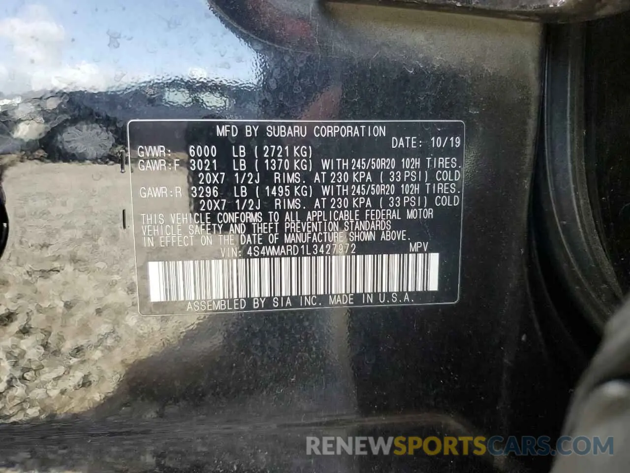 15 fotografías del automóvil dañado 4S4WMARD1L3427972 SUBARU ASCENT 2020