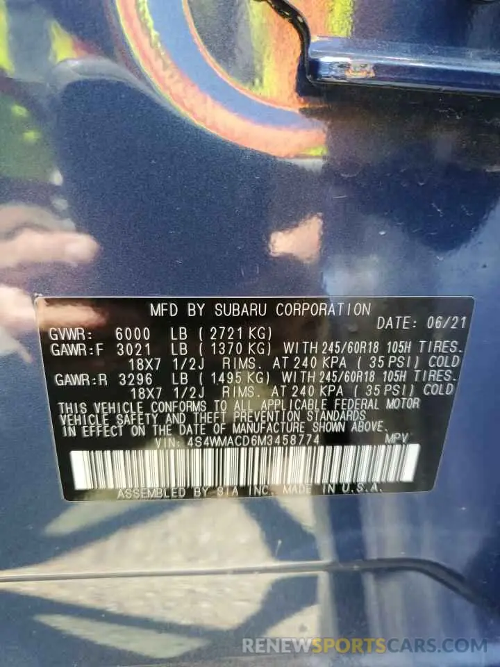 14 fotografías del automóvil dañado 4S4WMACD6M3458774 SUBARU ASCENT 2021