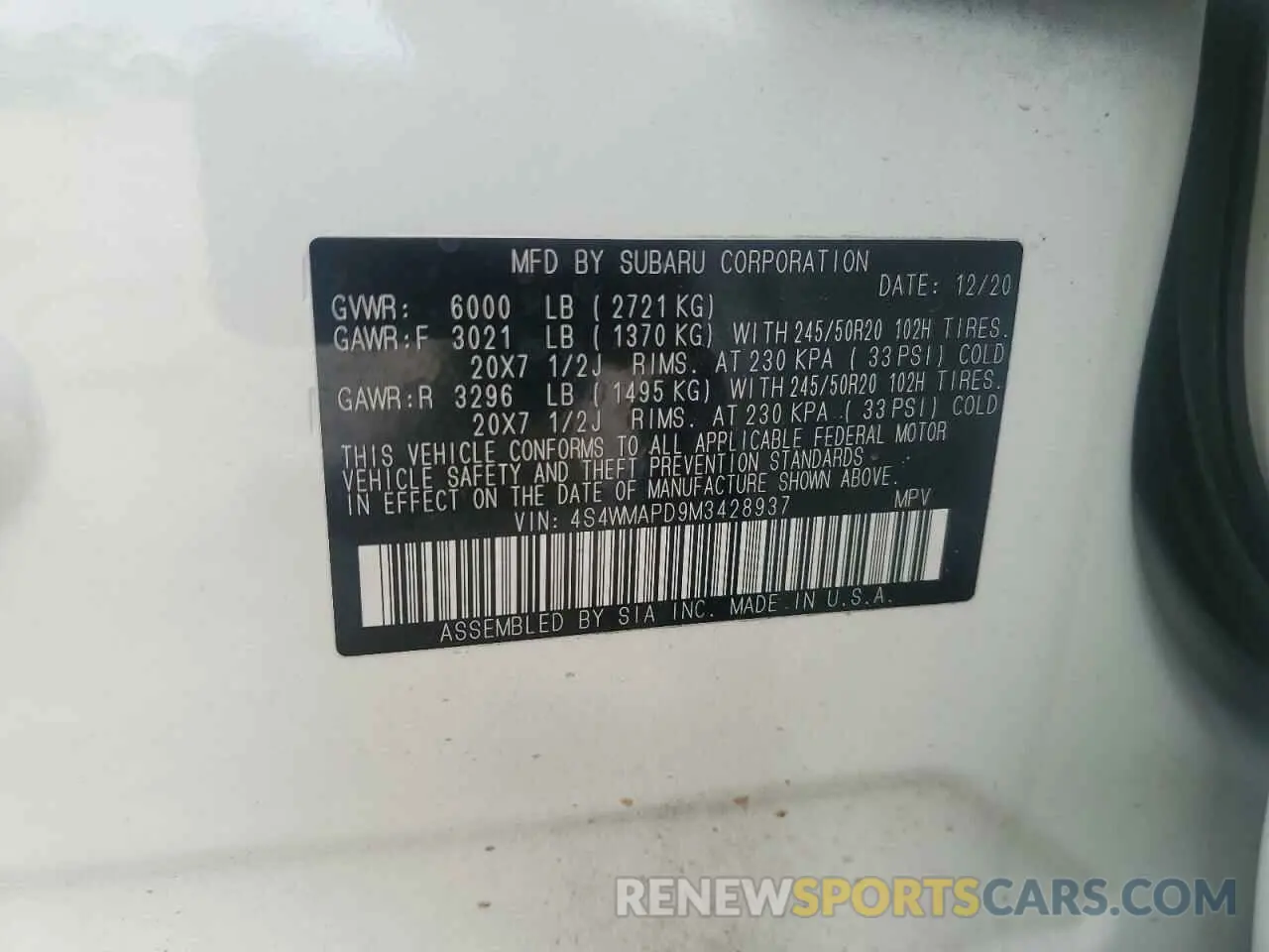 15 fotografías del automóvil dañado 4S4WMAPD9M3428937 SUBARU ASCENT 2021