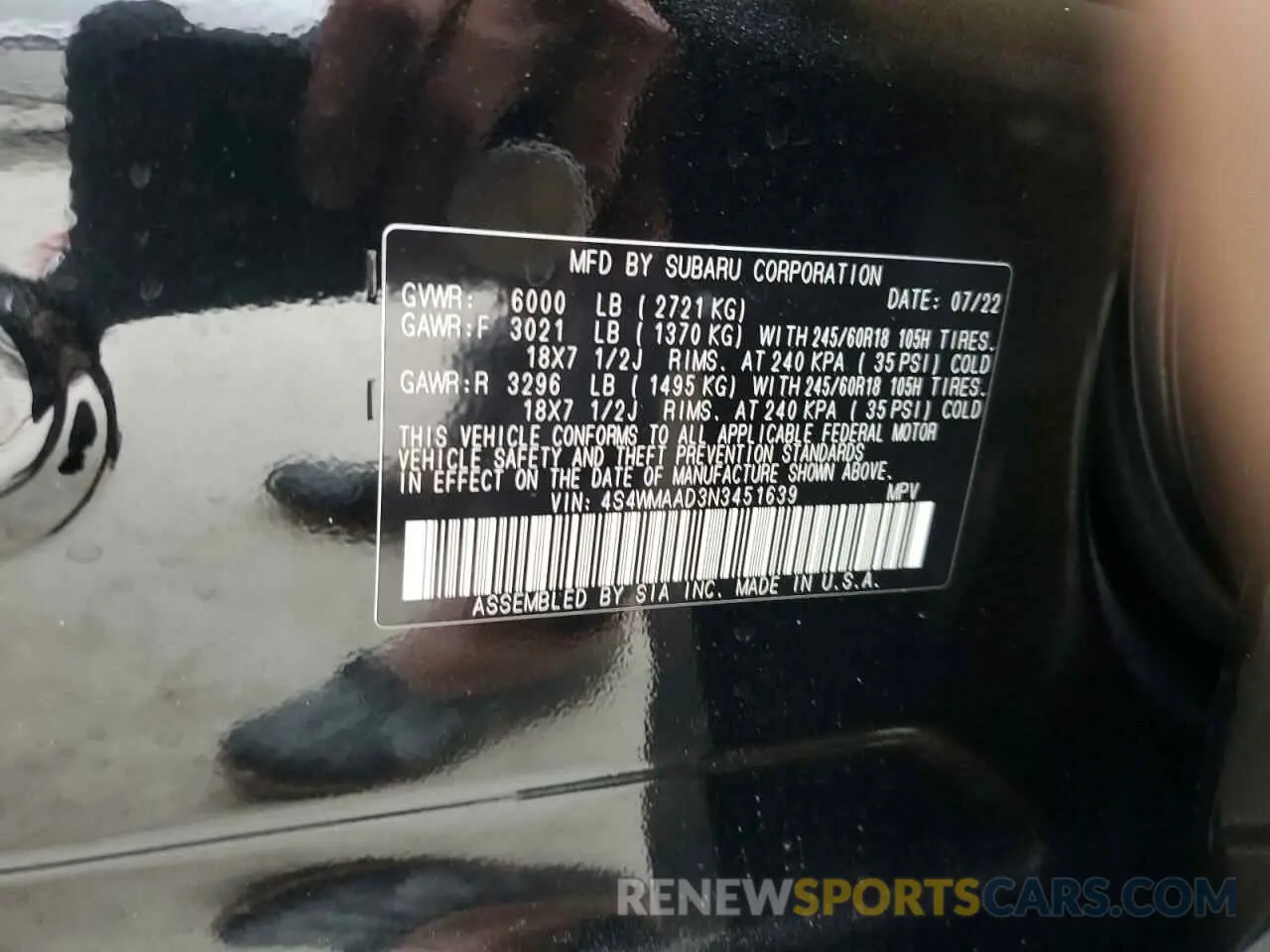 14 fotografías del automóvil dañado 4S4WMAAD3N3451639 SUBARU ASCENT 2022