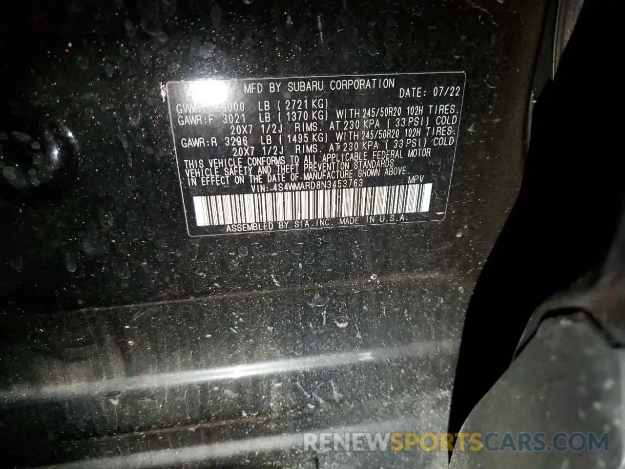 15 fotografías del automóvil dañado 4S4WMARD8N3453763 SUBARU ASCENT 2022