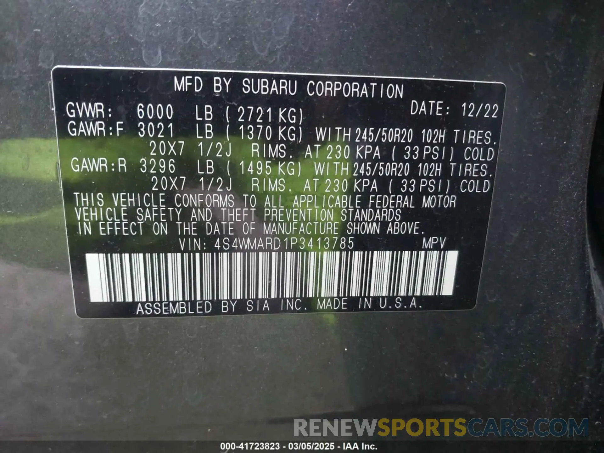 9 fotografías del automóvil dañado 4S4WMARD1P3413785 SUBARU ASCENT 2023