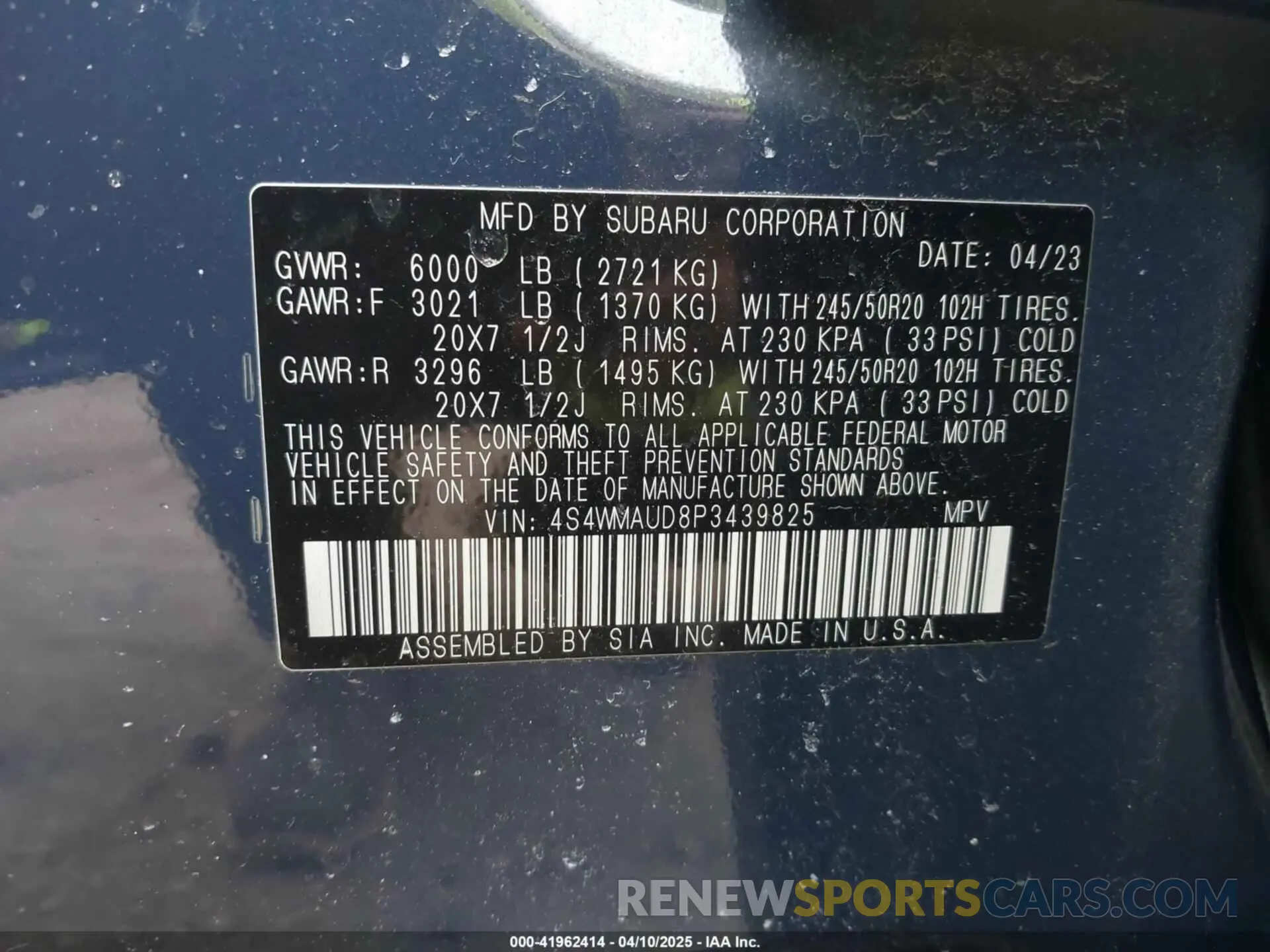 9 fotografías del automóvil dañado 4S4WMAUD8P3439825 SUBARU ASCENT 2023