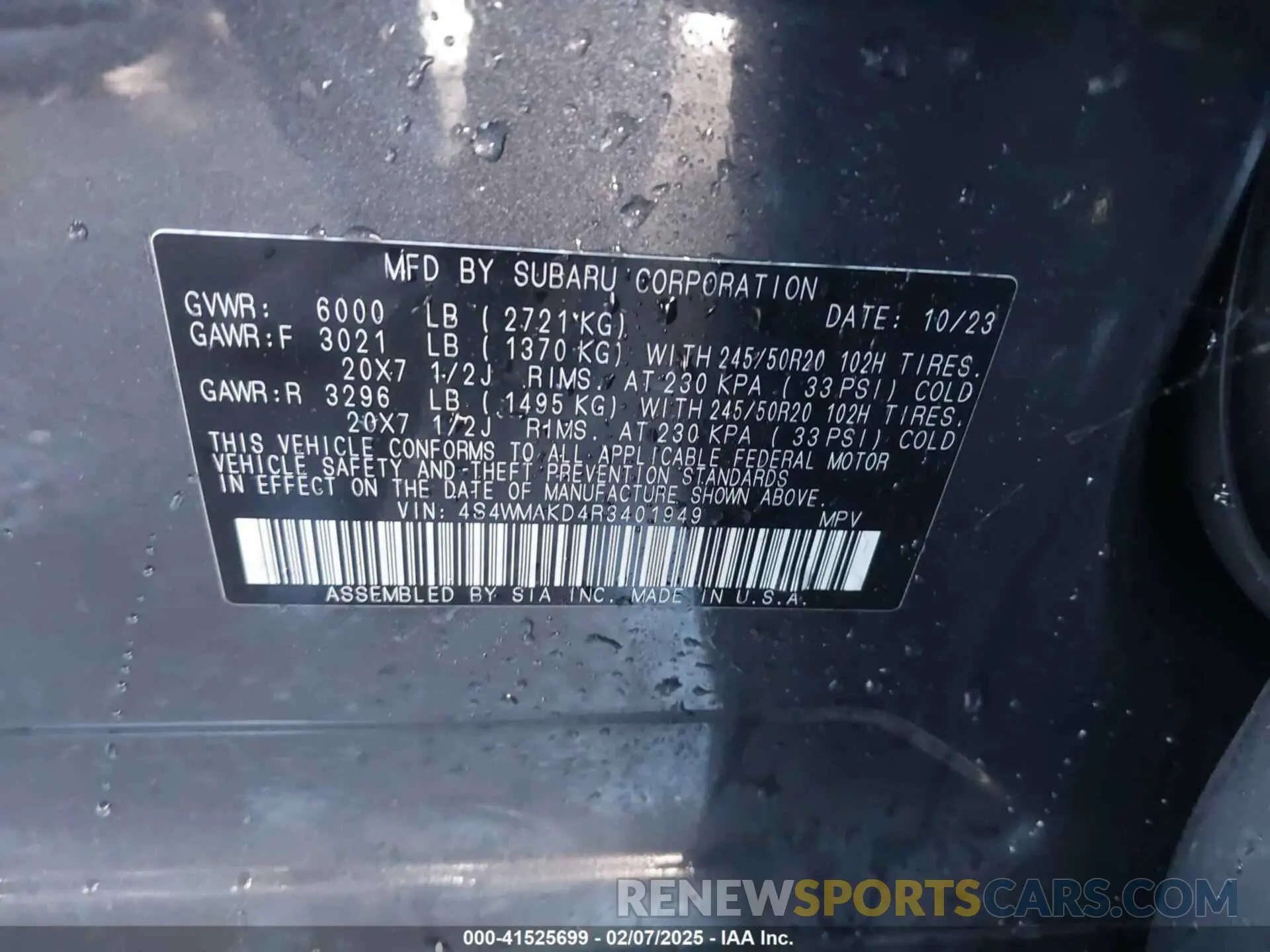 9 fotografías del automóvil dañado 4S4WMAKD4R3401949 SUBARU ASCENT 2024