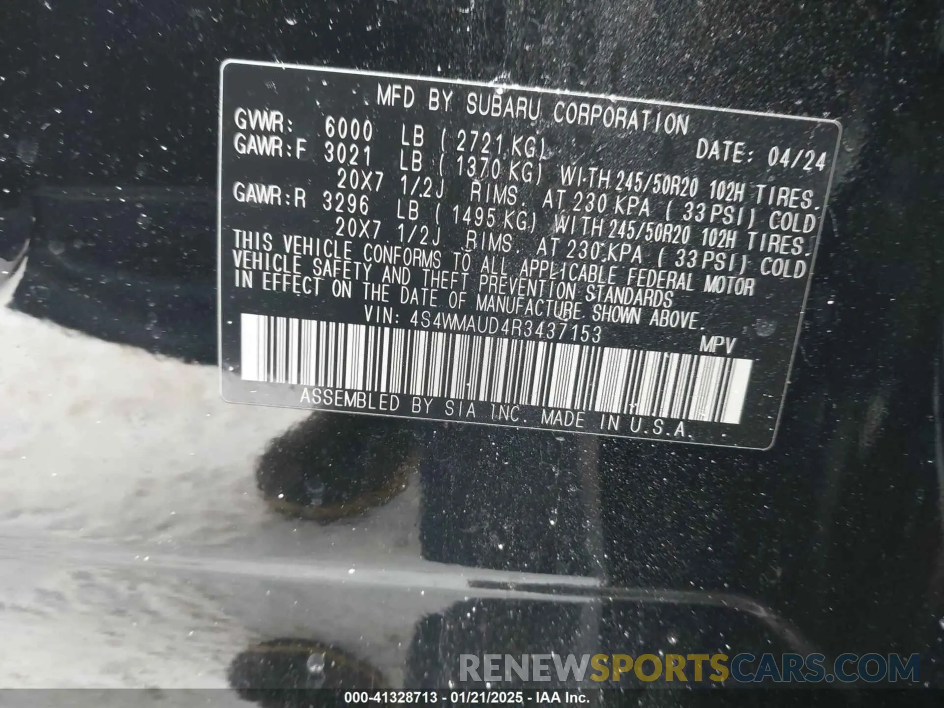 9 fotografías del automóvil dañado 4S4WMAUD4R3437153 SUBARU ASCENT 2024