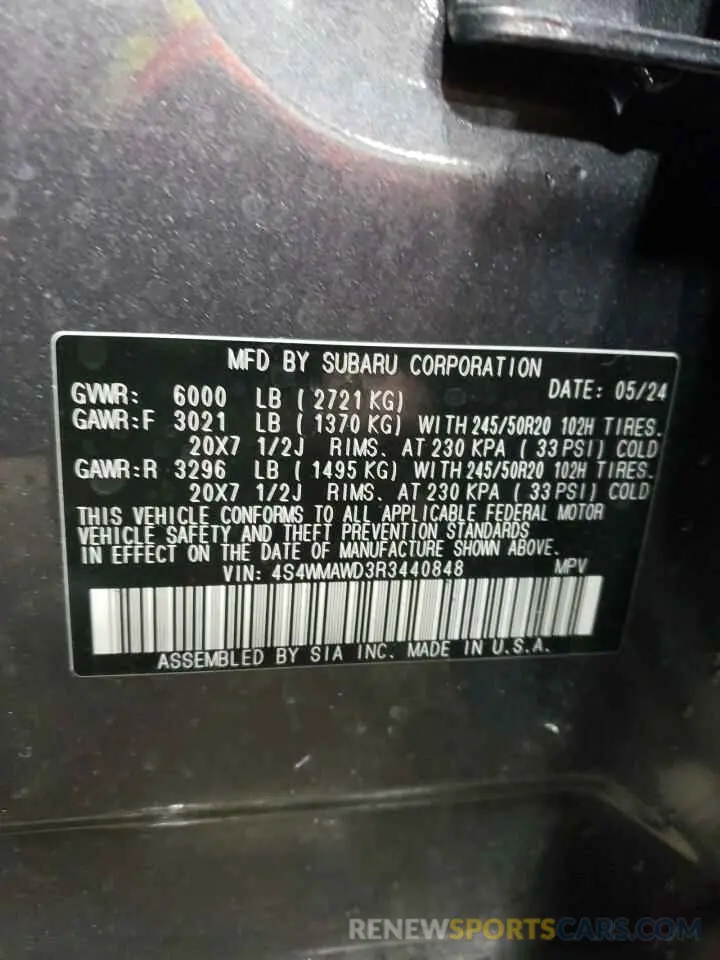 13 fotografías del automóvil dañado 4S4WMAWD3R3440848 SUBARU ASCENT 2024