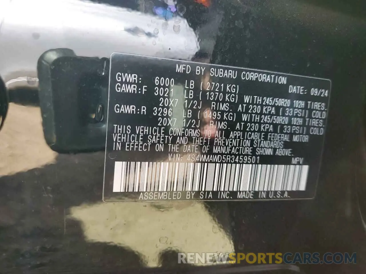 14 fotografías del automóvil dañado 4S4WMAWD5R3459501 SUBARU ASCENT 2024