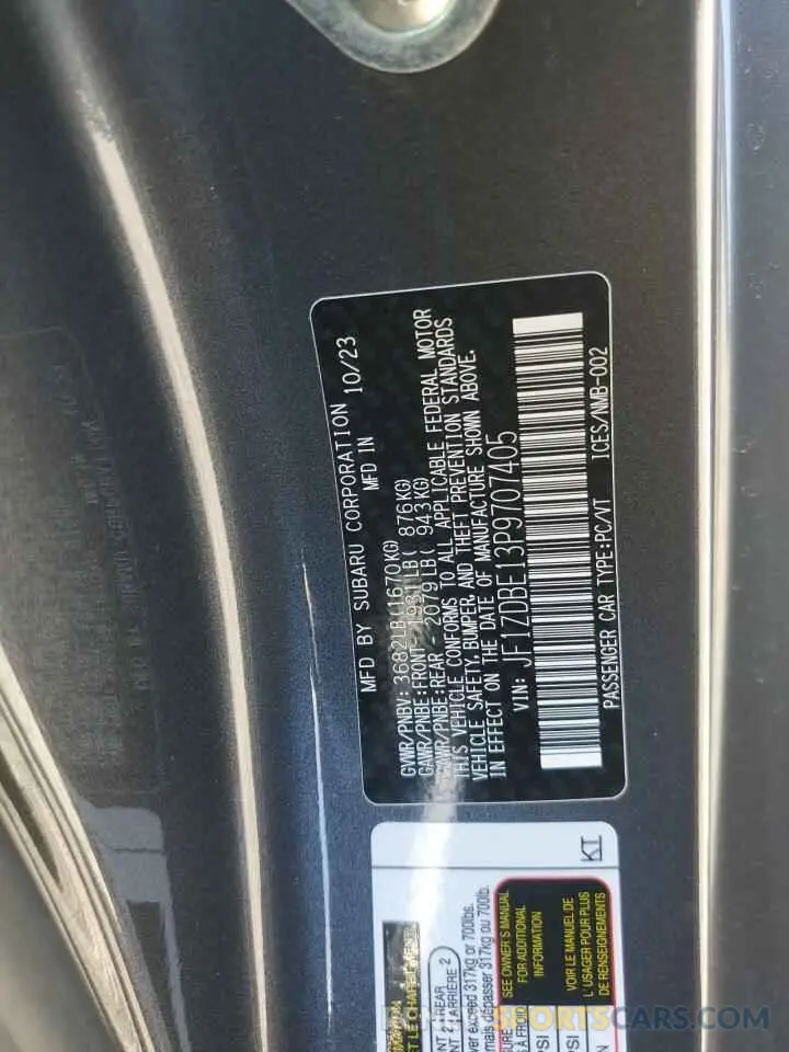 14 fotografías del automóvil dañado JF1ZDBE13P9707405 SUBARU BRZ 2023