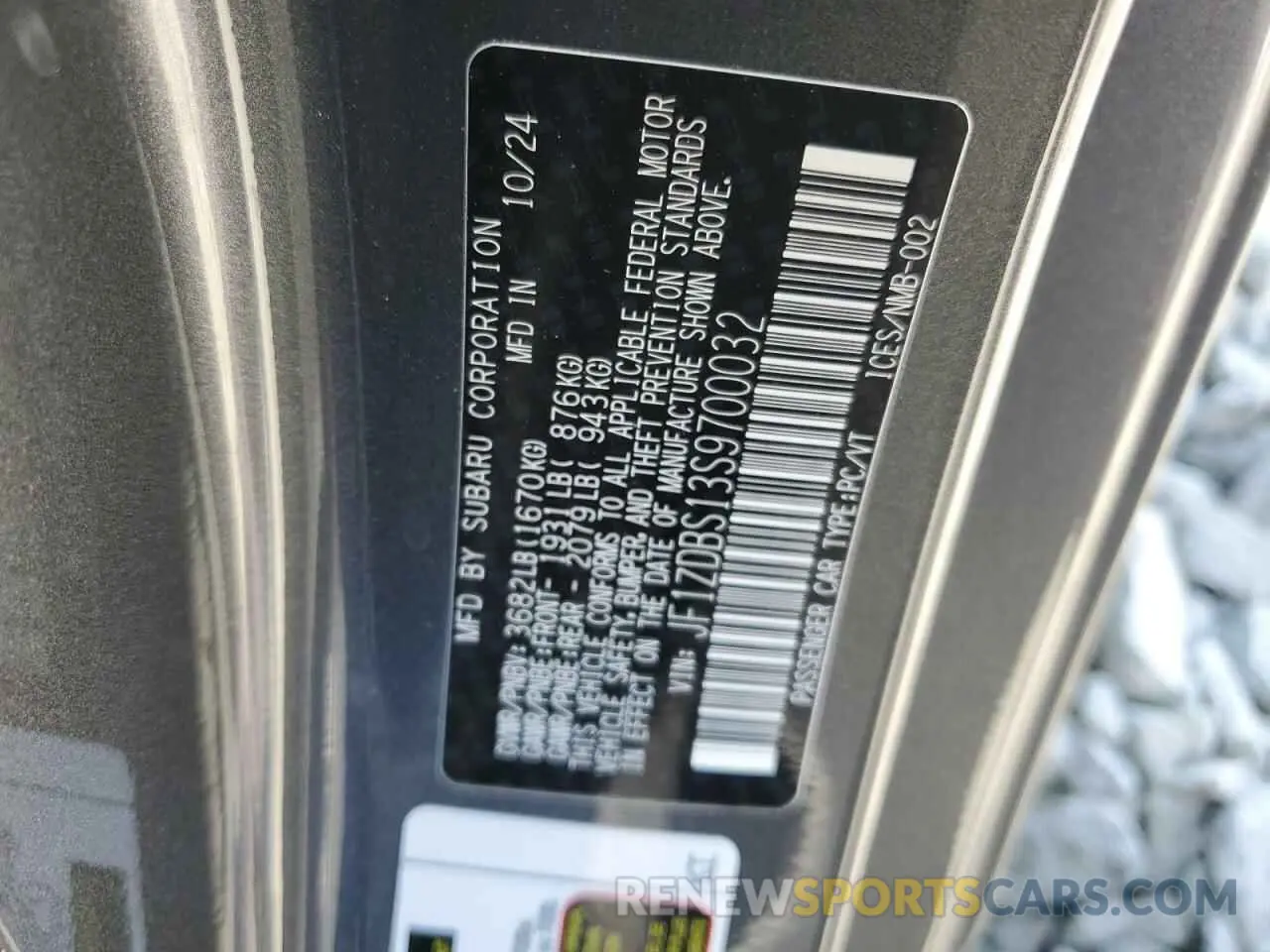 12 fotografías del automóvil dañado JF1ZDBS13S9700032 SUBARU BRZ 2025