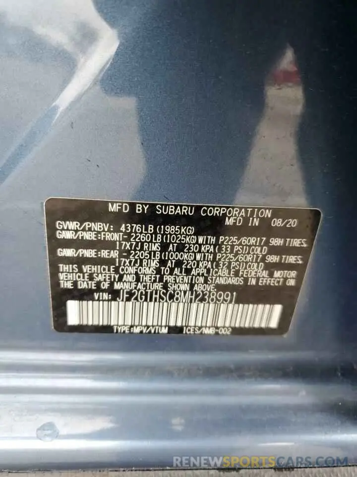 13 fotografías del automóvil dañado JF2GTHSC8MH238991 SUBARU CROSSTREK 2021