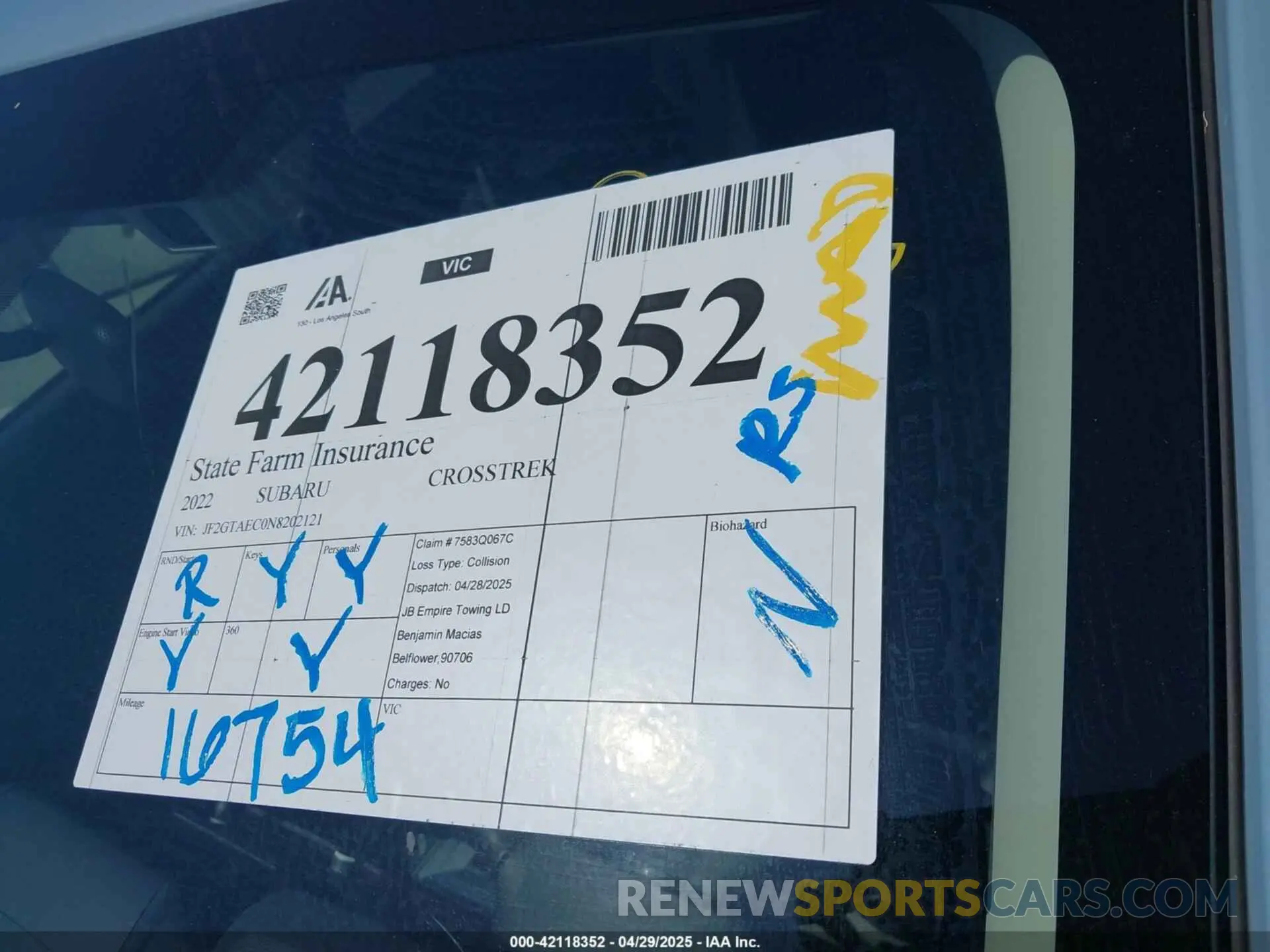 18 fotografías del automóvil dañado JF2GTAEC0N8202121 SUBARU CROSSTREK 2022