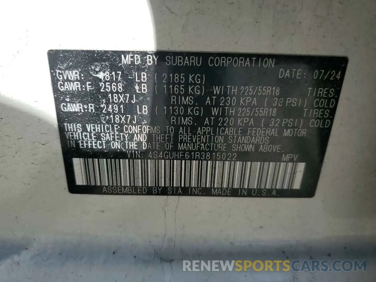 14 fotografías del automóvil dañado 4S4GUHF61R3815022 SUBARU CROSSTREK 2024